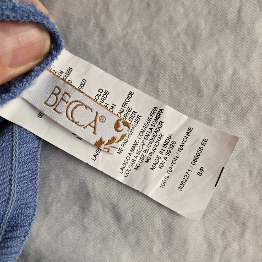 Becca by Rebecca Virtue Ponza Smocked One Shoulder Crinkle Dress Mist Blue - Picture 6 of 9